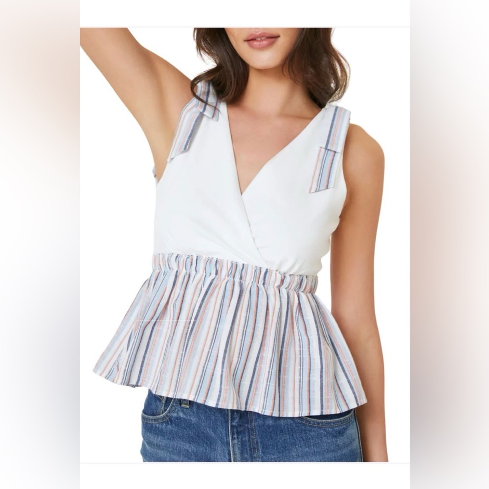 NWT Anthropologie Dolan V-neck Tie Shoulder Tank Blouse Top large